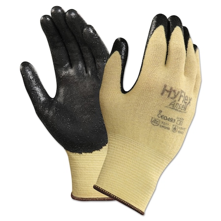 Ansell HyFlex CR Gloves, Size 7, Yellow/Black, Kevlar/Nitrile, 24PK 205575